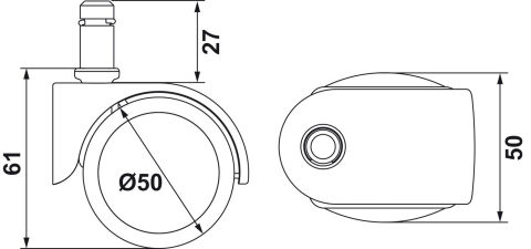 Häfele ROLLER03 - İkiz Tekerlek 50 mm 62 mm Siyah Mat Pimli 660.03.330