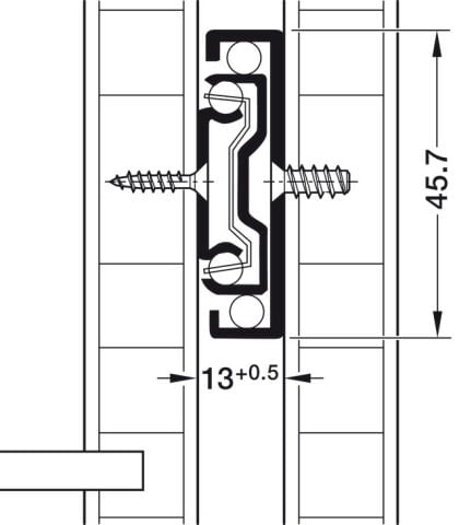 Bilyalı raylar, Hafele Matrix Runner BB A, tam açılım, en