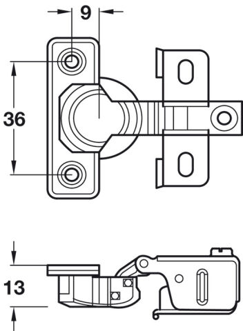 Häfele Metalla 130 Mini SA Kısa Kollu Menteşeler 26 mm Nikel kaplama 343.80.720