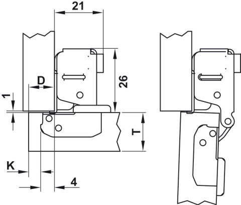 Häfele Metalla 130 Mini SA Kısa Kollu Menteşeler 26 mm Nikel kaplama 343.80.720