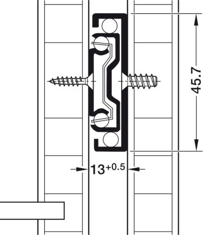 Bilyalı raylar, Hafele Matrix Runner BB A, tam açılım, en