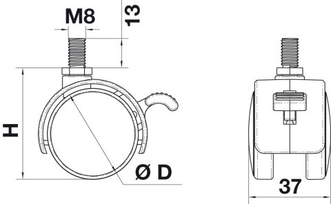 Häfele ROLLER05 - İkiz Tekerlek 50 mm 62 mm Siyah Mat Plakalı 660.23.311