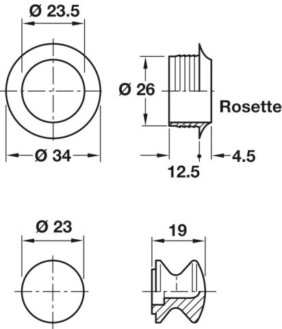 Häfele Basmalı düğme 16 mm kapak Kalınlığı için Nikel kaplama Mat 229.01.613