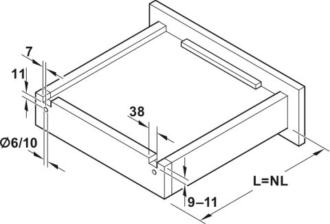 Häfele Matrix Runner UM A 30 Gizli ray tam açılımlı en A30 Synchro 450 mm mandallı montaj 433.03.654