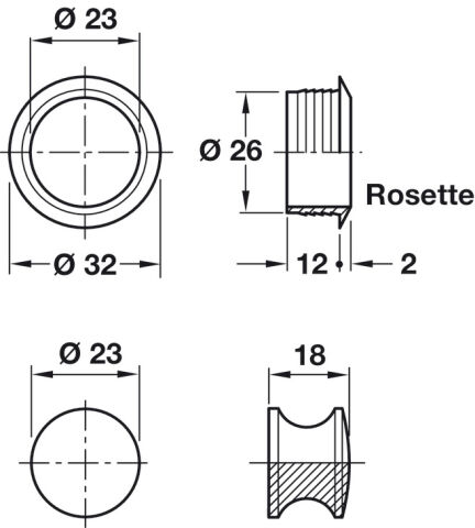 Häfele Basmalı düğme 19 mm kapak Kalınlığı için Nikel kaplama Mat 229.01.622
