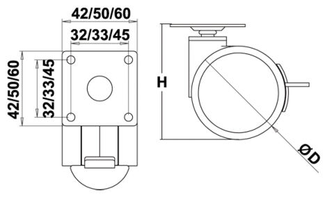 Häfele ENKEL - İkiz Tekerlek 65 mm Teker: Siyah Gövde: Gri 82 mm 40 kg 660.23.525