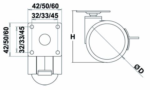 Häfele ENKEL - İkiz Tekerlek 65 mm Teker: Siyah Gövde: Gri 82 mm 40 kg 660.23.525