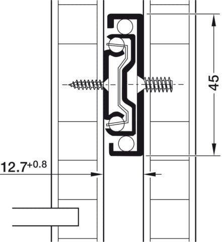 Bilyalı raylar, Hafele Matrix Runner BB S, tam açılımlı