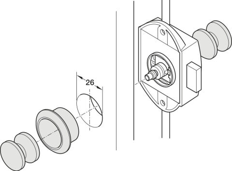 Häfele Rozet Basmalı Kilit için 16 mm plaka kalınlığı Nikel kaplama Mat 229.03.617