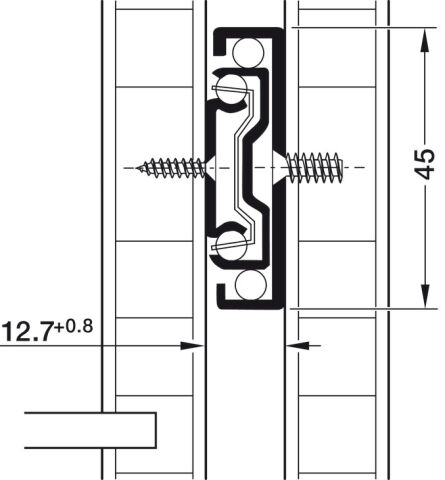 Bilyalı raylar, Hafele Matrix Runner BB S, tam açılımlı
