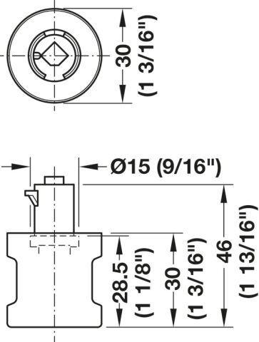 Häfele Symo EC Döndürme düğmesi uzunluk 30 mm Nikel kaplama Mat sağ 229.80.610