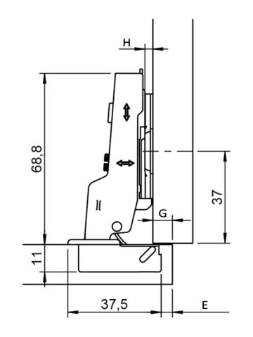 Häfele Metalla 310 SM 110° Tas menteşe yarım 35 mm Nikel kaplama 311.04.004