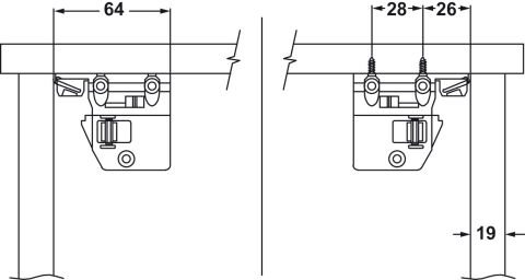 Häfele POW Gizli Ray Yavaşlatıcılı Mandallı Tek Açılım Max. çekmece genişliği = 400 mm 433.03.934