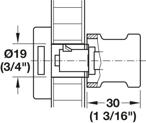 Häfele Symo EC Döndürme düğmesi uzunluk 30 mm Nikel kaplama Mat sol 229.80.620