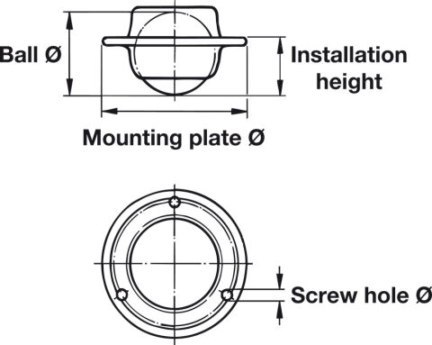 Häfele Gömme bilyalı tekerlek Serbest hareket 25 mm 10 mm 6 kg 661.02.210