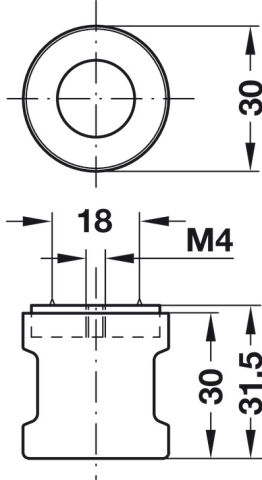 Häfele Symo EC Topuz sabit uzunluk 30 mm ısmarlama Nikel kaplama Mat 229.81.600