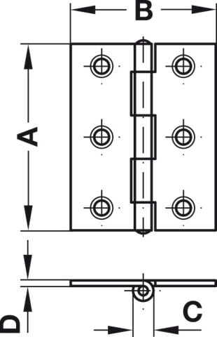 Häfele Menteşe Haddelenmiş perçinli pim ile krank A 25x22 mm 3,60 mm 22 mm 25 mm 354.02.903