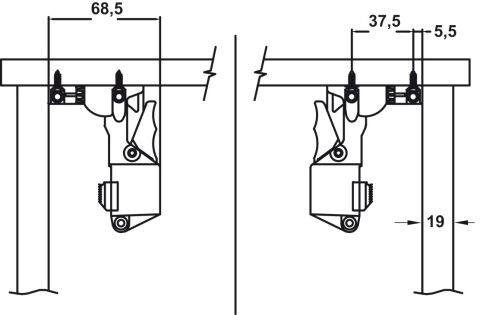 Häfele POW Gizli Ray Yavaşlatıcılı Mandallı Tam Açılım Max. çekmece genişliği = 500 mm 433.03.956