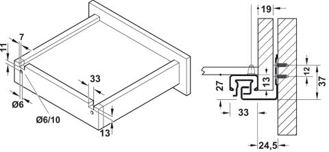 Häfele POW Gizli Ray Yavaşlatıcılı Mandallı Tam Açılım Max. çekmece genişliği = 500 mm 433.03.956
