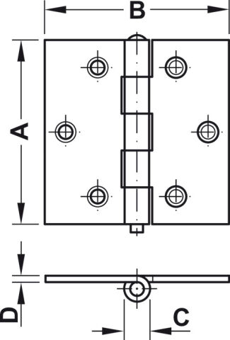 Häfele Menteşe Haddelenmiş perçinli pim ile krank A 40x40 mm 4,30 mm 40 mm 354.03.928