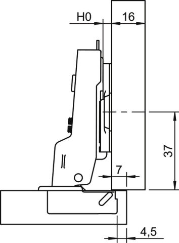 Häfele METALLA 110 SM 105° Gizli menteşe Yarı Binili 35 mm Nikel kaplama 311.04.804