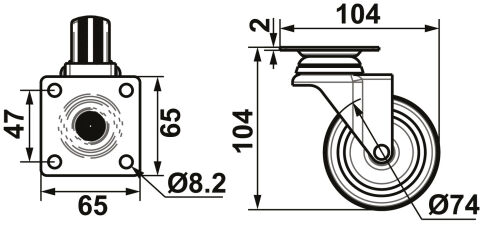 Häfele BLACKY - Mobilya Tekerleği 75 mm 103 mm Siyah Mat Plakalı 661.39.915