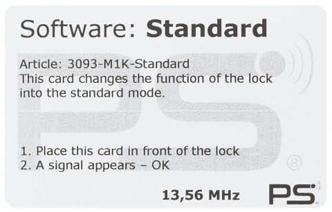 Hafele Programlama Anahtar Kartı, ''Standart Mod''