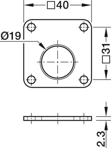 Häfele Ara plaka Kilit sürgüsü kilidi için - 31 mm 40 mm Açık gri 232.03.992