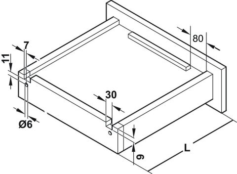 Häfele MATRIX UMS25 Gizli ray tek aç. yvş. 300 300 mm 433.08.791