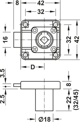 Häfele Symo EC Kilit sürgüsü kilidi seren mesafesi 25 18 mm Nikel kaplama 232.26.620