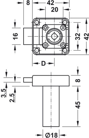 Häfele Symo EC Yüzeye monte sürgülü kilit seren 18 mm Nikel 232.26.622