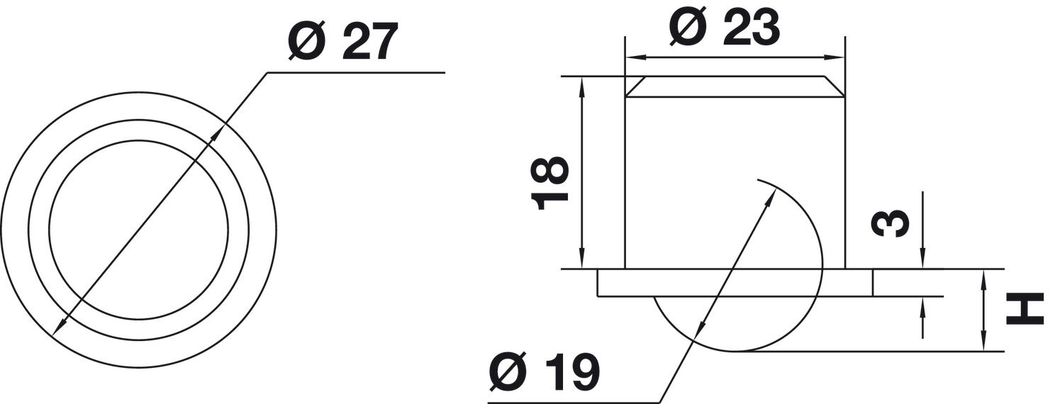 Häfele RENE 02 - Gömme Tekerlek 19 mm 7 mm Açık Gri Bastırılarak 661.40.520