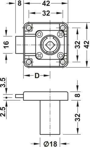 Häfele Symo EC Kilit sürgüsü kilidi seren mesafesi 25 18 mm Nikel kaplama 232.26.680