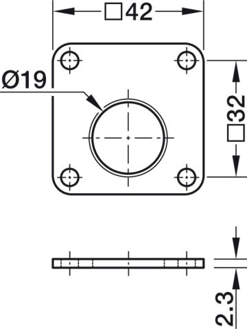 Häfele Ara plaka Kilit sürgüsü kilidi için - 32 mm 42 mm Açık gri 232.26.990
