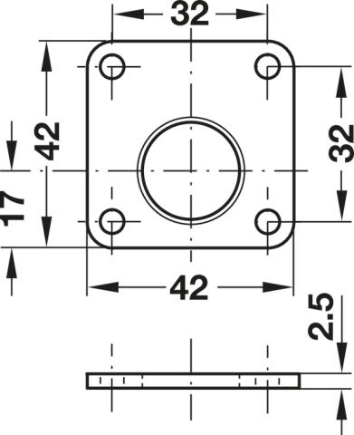 Häfele Ara plaka Kilit sürgüsü kilidi için - 32 mm 42 mm Açık gri 232.26.990