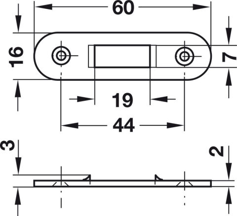Häfele Stor kilidi Symo seren mesafesi 24 5 mm 18 mm Nikel kaplama 232.30.620