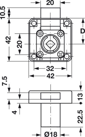 Häfele Symo EC Yaylı sürgülü kilit seren mesafesi 25 mm 18 mm Nikel kaplama sol 232.37.624