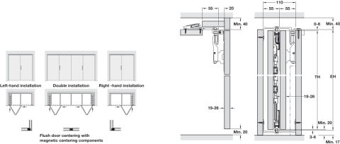 Häfele Ahşap katlanır kayar kapılar Hawa Folding ≤25 kg Eloksal 408.31.009