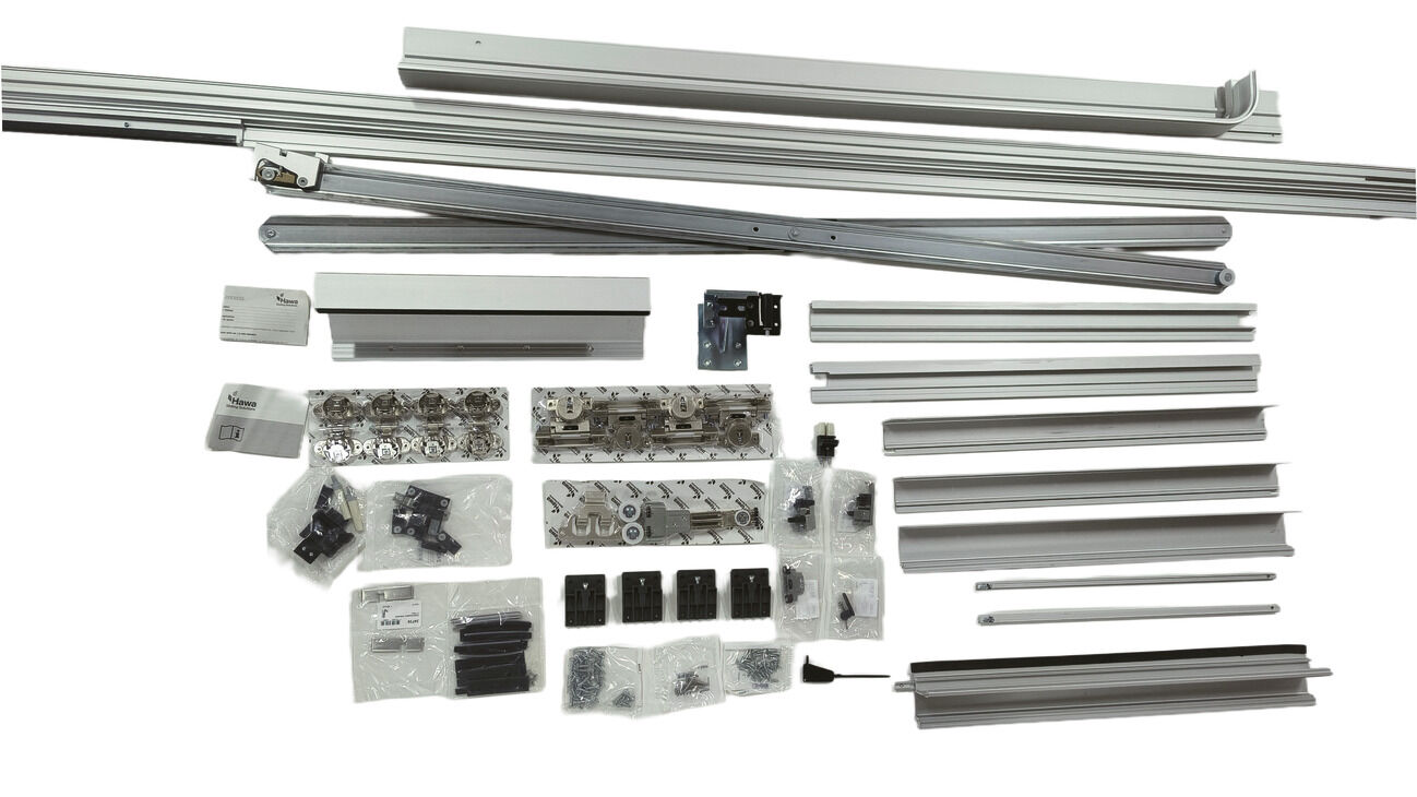 Häfele Ahşap katlanır kayar kapılar Hawa Folding ≤25 kg Eloksal 408.31.010