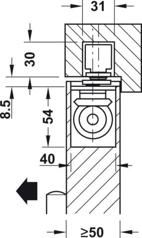 Hafele Kapı kapatıcı, Boxer, EN 3–6, gizli