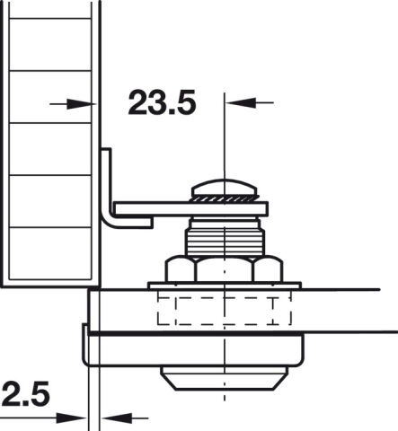 Häfele Symo EC Cam kapı için döner dilli kilit Nikel Parlak Sağ 233.42.610