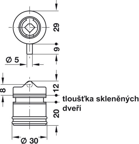 Häfele Symo EC Cam kapı için pimli kilit vidalanarak 30 mm Mat nikel kaplama 233.43.600