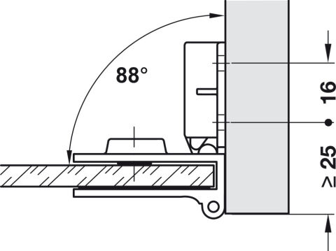 Häfele Cam kapı menteşesi Açılma açısı 170° gömme montaj 361.93.240