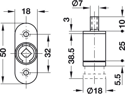 Häfele Symo EC Basmalı düğme silindiri vidalanarak 18 mm Nikel kaplama 234.65.600