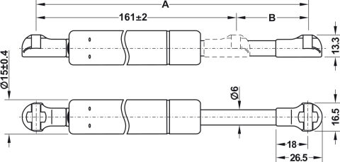 Häfele Kalkar kapak Gaz doldurulmuş piston kolu ahşap 300–600 mm 235 mm 365.01.901