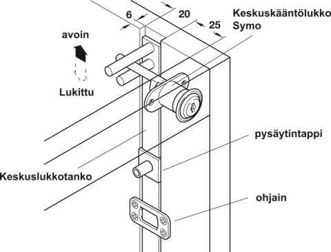 Häfele Symo EC Merkezi döner kilitli kasa göbeksiz 18 mm Nikel kaplama 234.98.600