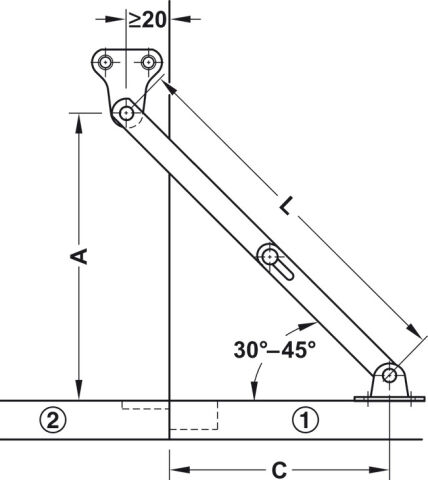 Häfele Kalkar kapak ahşap kapaklar için bağlantıda ≥170 mm 200 mm Nikel kaplama 365.10.781