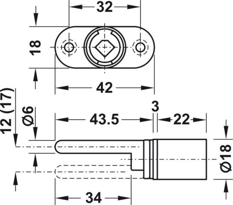 Häfele Symo EC Merkezi döner kilitli kasa göbeksiz 18 mm Nikel kaplama 234.98.610