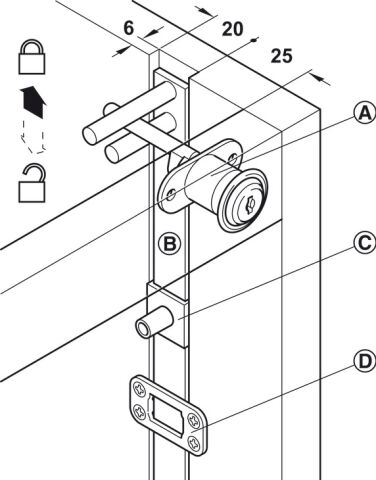 Häfele Symo EC Merkezi döner kilitli kasa göbeksiz 18 mm Nikel kaplama 234.98.610