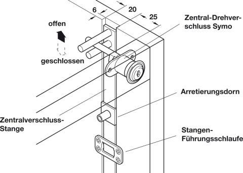 Häfele Symo EC Merkezi döner kilitli kasa göbeksiz 18 mm Nikel kaplama 234.98.610